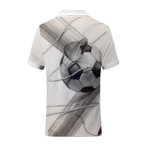 Polo en maille à manches courtes blanc pour homme, design personnalisé, imprimé ballon de football, fermeture éclair, style décontracté, respirant, coupe classique - Product Image 2