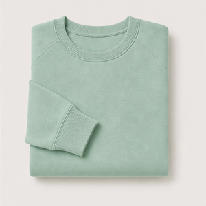 Sudadera Personalizada Verde Menta para Hombre, Corte Relajado, Cuello Redondo, Tejido Acordonado Compacto, Algodón Orgánico MCRW-0031 - Product Image 5