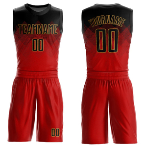 Conjunto de Uniforme de Baloncesto Sublimado Personalizado, Rojo y Negro, Malla sin Mangas, Nombre del Equipo 00, Ropa Deportiva Unisex para Todas las Temporadas - Product Image 1