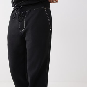 Pantalones Deportivos Negros de Algodón para Hombre, Cintura Elástica, Bolsillos Laterales, Joggers Casuales, Tejido de Punto Medio, Ropa de Otoño - Product Image 4