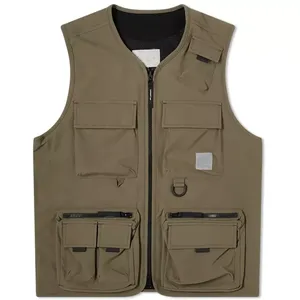 Chaleco de Trabajo Transpirable de Lona para Hombre, Cierre de Cremallera, Múltiples Bolsillos, Color Sólido, Estilo Primavera - Product Image 1