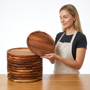 Customized High Quality Modern Round Wedding Disposable Wooden Pallets <b>Plate</b> Dish <b>Decorative</b> Trays - Product Image 2