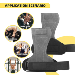 Agarraderas de cuero Askim Impex para levantamiento de pesas con soporte para muñeca y correa de velcro para entrenamiento en gimnasio. - Product Image 2