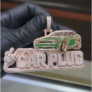 Colgante de coche personalizado de plata de ley 925 con incrustaciones de moissanita VVS en oro rosa, de moda, superventas, estilo hip hop, bling, de lujo, OEM - Product Image 1
