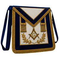 Badge de tablier maçonnique en toile de velours bleu, style classique, à coudre, brodé 3D, avec franges, épingle de sûreté, couleur personnalisée, en tissu