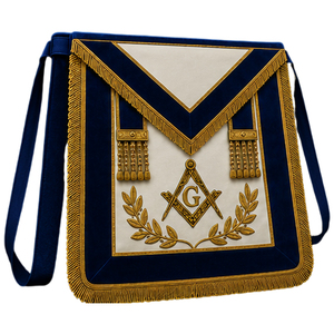 Blue Velvet Masonic Apron Badge <b>Sew</b>-On Embroidered 3D Fringe Safety <b>Pin</b> Custom Color - Product Image 5