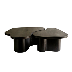 Elegante Juego de Mesas de Centro Encajables de Madera de Teca Sólida con Acabado Oscuro, Mesa de Centro Moderna y Orgánica para el Hogar y Hoteles - Product Image 1