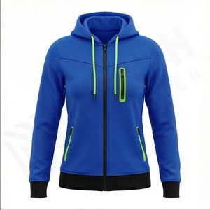 Sudadera de bloque de color personalizada para mujer, ropa de calle, Jersey de algodón de peso pesado con media cremallera, sudaderas con capucha para mujer, algodón - Product Image 2