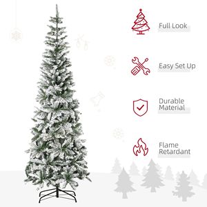 Albero di Natale Artificiale in Pino Sottile Non Illuminato da 2,3 m, Rami Realistici con 668 Punte, Effetto Neve - Product Image 5