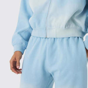 Ensemble de survêtement décontracté pour homme, sweat à capuche en molleton de coton bleu clair pour l'hiver, coupe classique, pantalon de jogging - Product Image 6