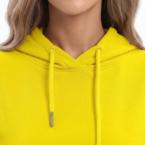 GYM ACTIVE Women's Hooded <b>Crop</b> <b>Top</b> <b>Yellow</b> Full Sleeve Solid Color Casual Woven Breathable Quick Dry Eco-Friendly Canvas - Product Image 5
