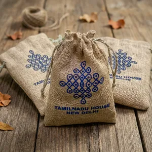 Stylish Jute Fabric <b>Potli</b> 10x8 Inch Traditional Drawstring Pouch for Return Gifts Wedding Accessories Festival Gifting - Product Image 2