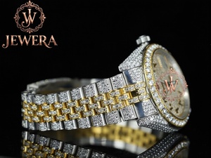 Montre analogique de luxe pour homme en acier inoxydable avec cadran en verre, aspect diamant brillant, mouvement automatique mécanique pour les mariages et les événements de mode - Product Image 2