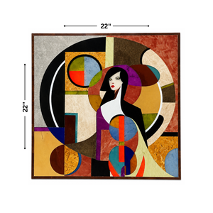 Art mural en marbre Pietra Dura fait main – Design géométrique abstrait de femme, panneau d'incrustation de luxe 22×22 pouces - Product Image 2