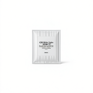 Juego de Sábanas de Satén Blanco de 1 cm con Rayas, 300 Hilos, Tamaño Queen, para Hotel y Hogar, Ropa de Cama de Lujo - Product Image 2