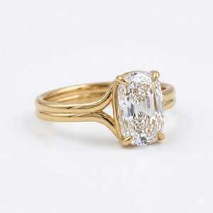 Elongated Cushion Cut Diamond Solitaire Engagement Ring 10K 14K 18K Solid Gold Plated <b>Silver</b> Classic Four Prong <b>Set</b> For Women - Product Image 3