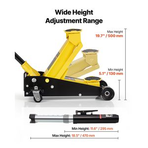 Martinetto idraulico da officina in acciaio a basso profilo da 3 tonnellate (6614 libbre) con pompa a sollevamento rapido a pistone singolo per auto - Product Image 3