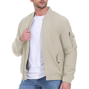 Men's Winter Bomber <b>Jacket</b> Canvas <b>Mandarin</b> <b>Collar</b> Pockets Casual Style - Product Image 2