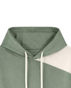 Sudadera con Capucha de Manga Corta para Hombre, Color Verde, Blanco y Azul Marino, con Bolsillo Canguro, Estilo Casual Urbano, de Algodón y Felpa - Product Image 6