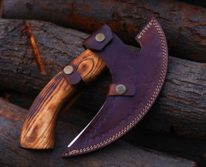 Cuchillo para Pizza Vikingo de Acero al Carbono Forjado a Mano, Hoja Grabada, Funda de Cuero, Cortador de Pizza Artesanal de Primera Calidad, Resistente - Product Image 5