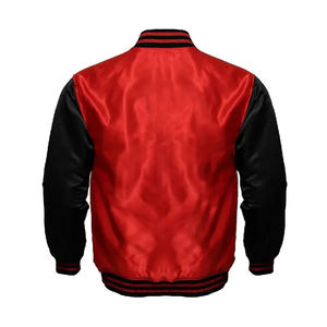 Veste universitaire en satin bicolore à boutons-pression avec broderies personnalisées, style baseball en soie satinée - Product Image 4