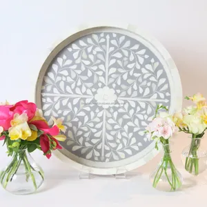 Bandeja de Servicio Cuadrada de MDF con Incrustaciones de Hueso, de la Mejor Calidad, Tamaño Personalizado, Duradera, Moderna, para Hotel y Hogar, Artesanía Natural - Product Image 1