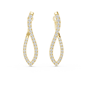 14K/18K Gold Curved Loop Lab Grown Diamond Earrings 1.40–1.90mm Round Cut Pave Setting Luxury Drop Earrings - Product Image 6