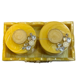 Ensemble de 2 récipients de stockage d'aliments hermétiques de luxe en résine à motif de feuille d'or pour le stockage de cuisine pour les céréales - Product Image 4