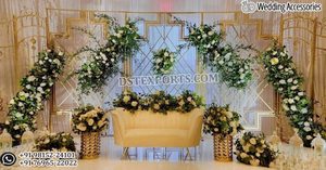 Escenario de Boda Opulento para Exteriores con Paneles Cortados con Láser, Fondo de Boda de Lujo Estilo Marroquí, Exclusivo Escenario de Boda con Rejilla Blanca, EE. UU. - Product Image 4