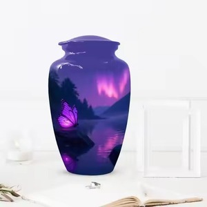 Urna de aluminio azul con pintura de mármol, urna de cremación para adultos para cenizas humanas con bolsa de terciopelo gratis - Product Image 2