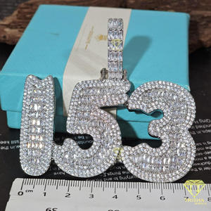 Luxury 153 Number Necklace Moissanite Diamond <b>Iced</b> <b>Out</b> Pendant Hip Hop <b>Chain</b> Fashion Jewelry - Product Image 6