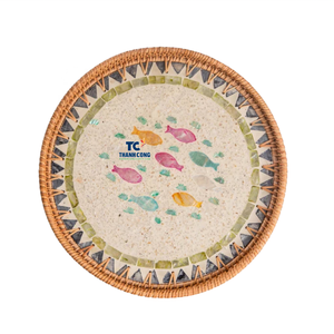 Plateau en rotin nacre de qualité supérieure pour l'exportation – Décoration artistique pour la maison avec plateau décoratif en rotin – Vietnam - Product Image 1