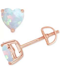 Orecchini solitario opale a forma di cuore in laboratorio (5/8 ct. T. w.) | Del primato - Product Image 3