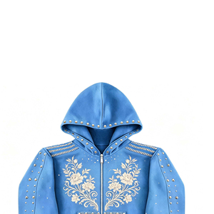 SHH INDUSTRIES Custom Premium Quality Embroidered Zip Hoodie Sweatshirt Full Zip Casual Streetwear Soft Fleece Hoodie For Unisex - Product Image 3