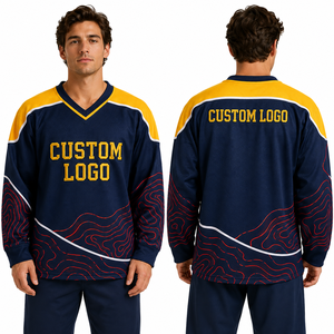 Striped <b>Ice</b> <b>Hockey</b> <b>Jersey</b> Custom <b>Wholesale</b> Lightweight Breathable Quickdry Mesh Performance Teamwear Sportswear Uniform <b>Practice</b> - Product Image 1