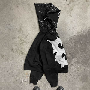 Sweat à capuche d'hiver pour homme, effet vieilli, avec broderie en fil satiné, en molleton épais de coton, impression numérique personnalisable - Product Image 2