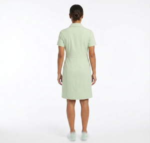 Bata de Enfermería de Manga Corta, Vestido Largo para Médicos y Enfermeras, Bata de Una Pieza con Cuello Tipo Scrub, Bata Dental Femenina - Product Image 2