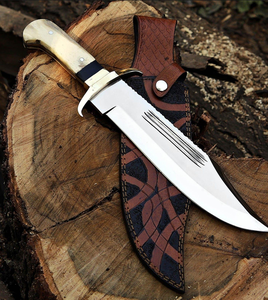 Handcrafted J2 Stainless Steel Camping <b>Knife</b> with Natural <b>Bone</b> <b>Handle</b> & Leather Storage Sheath OEM - Product Image 4