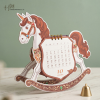 LI-SHANG PRINTING Calendrier de bureau cheval à bascule en carton 3D 21cm, design personnalisé, impression UV, cadeau artisanal
