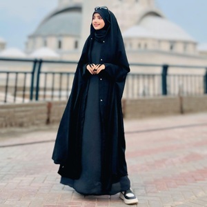 ชุดมุสลิมแบบดั้งเดิมและเครื่องประดับ ผ้าโพลีเอสเตอร์กันยับ 2 ชั้น ชุดละหมาดญิลบาบ ผ้าคลุมศีรษะยาว คิมา นิقاب ผ้าคลุมศีรษะอิสลามสำหรับผู้หญิงมุสลิม - Product Image 6