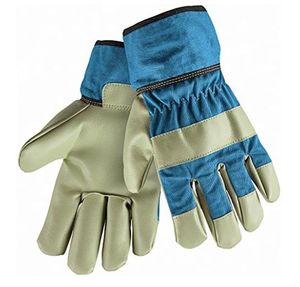 Heavy-Duty White Leather Industrial Safety <b>Gloves</b> Double Palm Canadian Rigger Model MJ-9754 Garden Work Protective Gear - Product Image 6