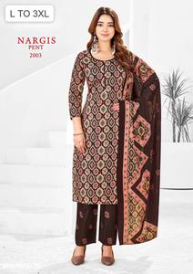 Ensemble Kurti en coton de bonne qualité avec imprimé, pantalon et dupatta assortis, pour occasions spéciales, fournisseur de vêtements ethniques de Surat. - Product Image 3