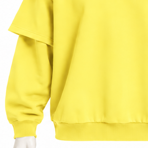 Lemon Yellow Double Layer <b>Hoodie</b> Oversized <b>Short</b> <b>Sleeve</b> Overlay Long <b>Sleeve</b> Pullover Casual Loose Fit Streetwear Hooded Custom - Product Image 6