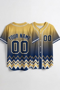 Camiseta de Béisbol Personalizada con Degradado Rojo y Negro, Patrón Chevron, Nombre y Número Personalizados, Uniforme de Equipo con Botones, Venta al Por Mayor OEM - Product Image 2
