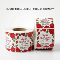 Étiquettes personnalisées en rouleau pour cosmétiques, autocollants en vinyle brillant résistants à l'alcool et imperméables pour emballages de flacons de lotion à la rose