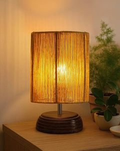 Cylindrical Fabric Table Lamp with Mechanical Control Modern <b>Bedside</b> <b>Reading</b> <b>Light</b> Tabletop Decorative Lamp for Bedroom - Product Image 3