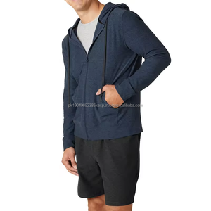 Sweat à capuche léger à fermeture éclair pour l'automne, logo personnalisé, sweat à capuche décontracté pour homme, fermeture éclair, 280g, tissu en molleton français, sweat à capuche vierge pour homme - Product Image 3