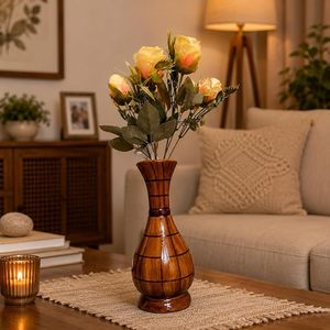 Jarrón Redondo de Bambú Acanalado Estilo Art Deco, Hecho a Mano, Decorativo para Mesa, Bodas y Hogar - Product Image 1