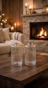 Pot à fleurs en verre côtelé transparent résistant à la chaleur pour la décoration de la maison, Noël et la Saint-Valentin, fait à la main - Product Image 4
