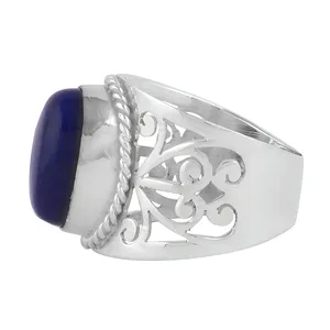 Blue <b>Lapis</b> <b>Lazuli</b> 925 Sterling Silver <b>Ring</b> Handmade Vintage Ethnic Boho Gemstone Statement Jewelry for Women - Product Image 2